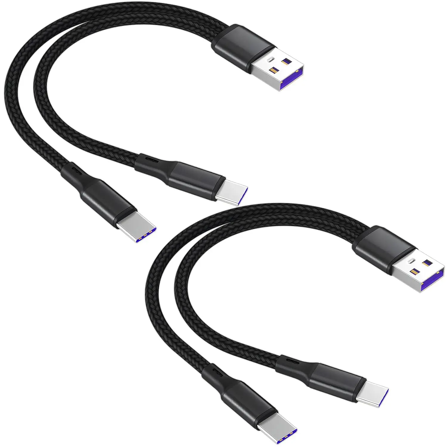 USB-C 2 in 1  0.6FT, USB-A to  Type-C  Cord Black | Multi 2-in-1 ,  Type-C ports, Charge two USB-C devices from  USB-A port, Durable braided, For  17