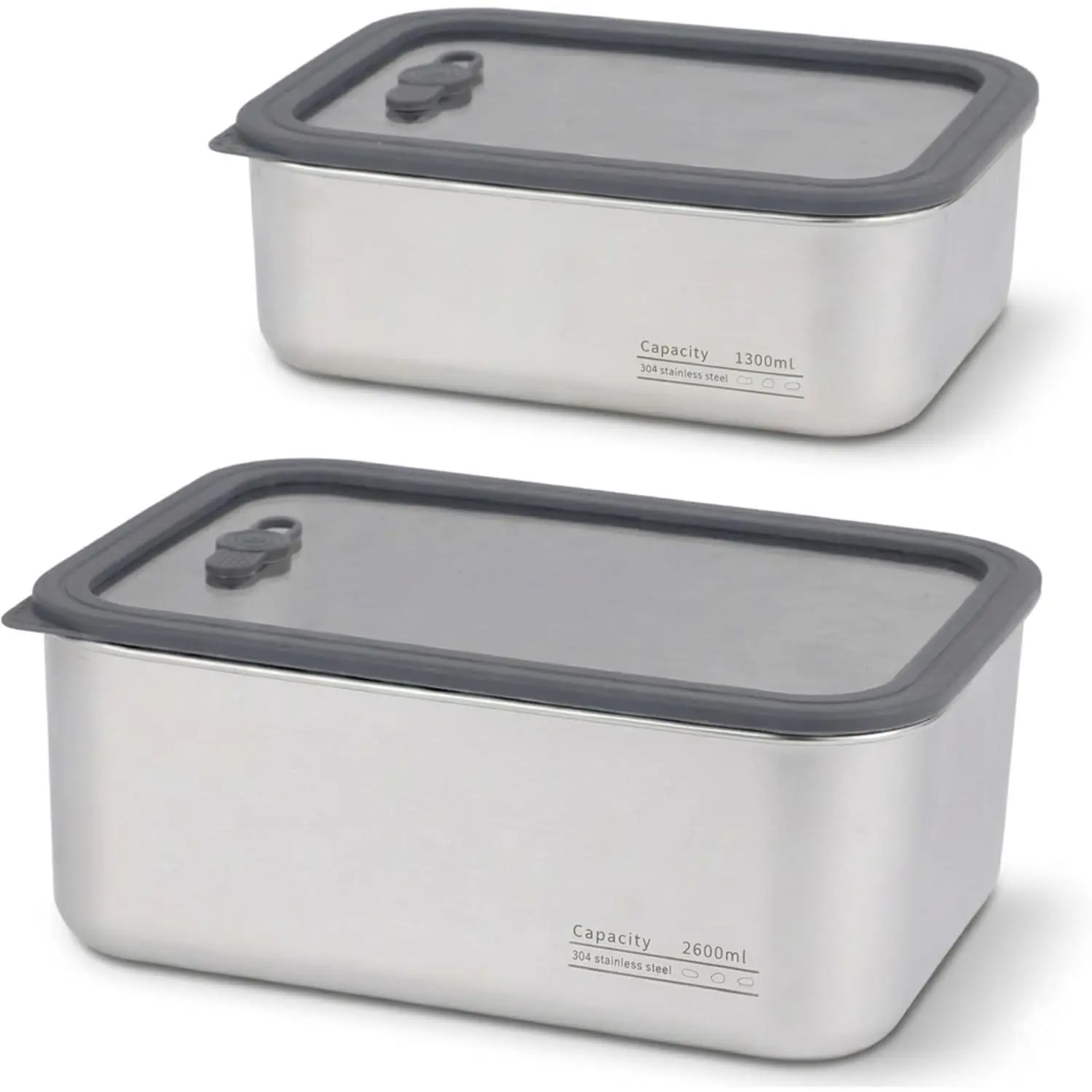 Stainless Steel Food Storage Containers - 2Pcs Leakproof Airtight Bowls with Lids, Freezer Dishwasher Microwave Safe, Durable Stackable Containers