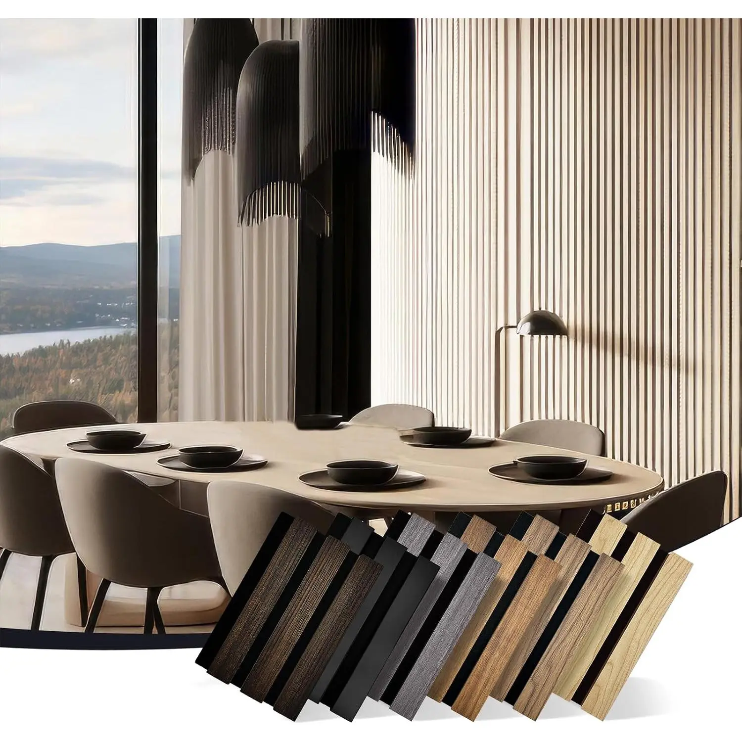 Panels for Wall 4.92"×7.68" Acoustic Panels for Interior Wall Decor, Fluted Sound Absorbing Panel - 6 Color Samples 6 Pack