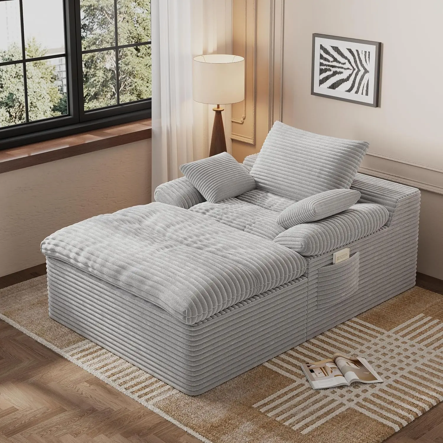 KAIA 65" Single Seat Cloud Couch, Deep Seat Floor Sofa for Dorm Room| No Assembly Required, Plush Foam Filling and Wide 43" Seat Support Reading, Naps, Guest Seating and Small Apartment Lounging