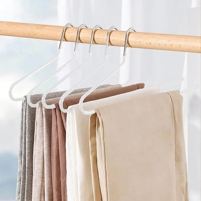 Basics Non-Slip Trouser/Slack Hangers, Pants Closet Organizer with Easy Slide Design, Metal with Rubber Coating, Black/Silver, 30-Pack