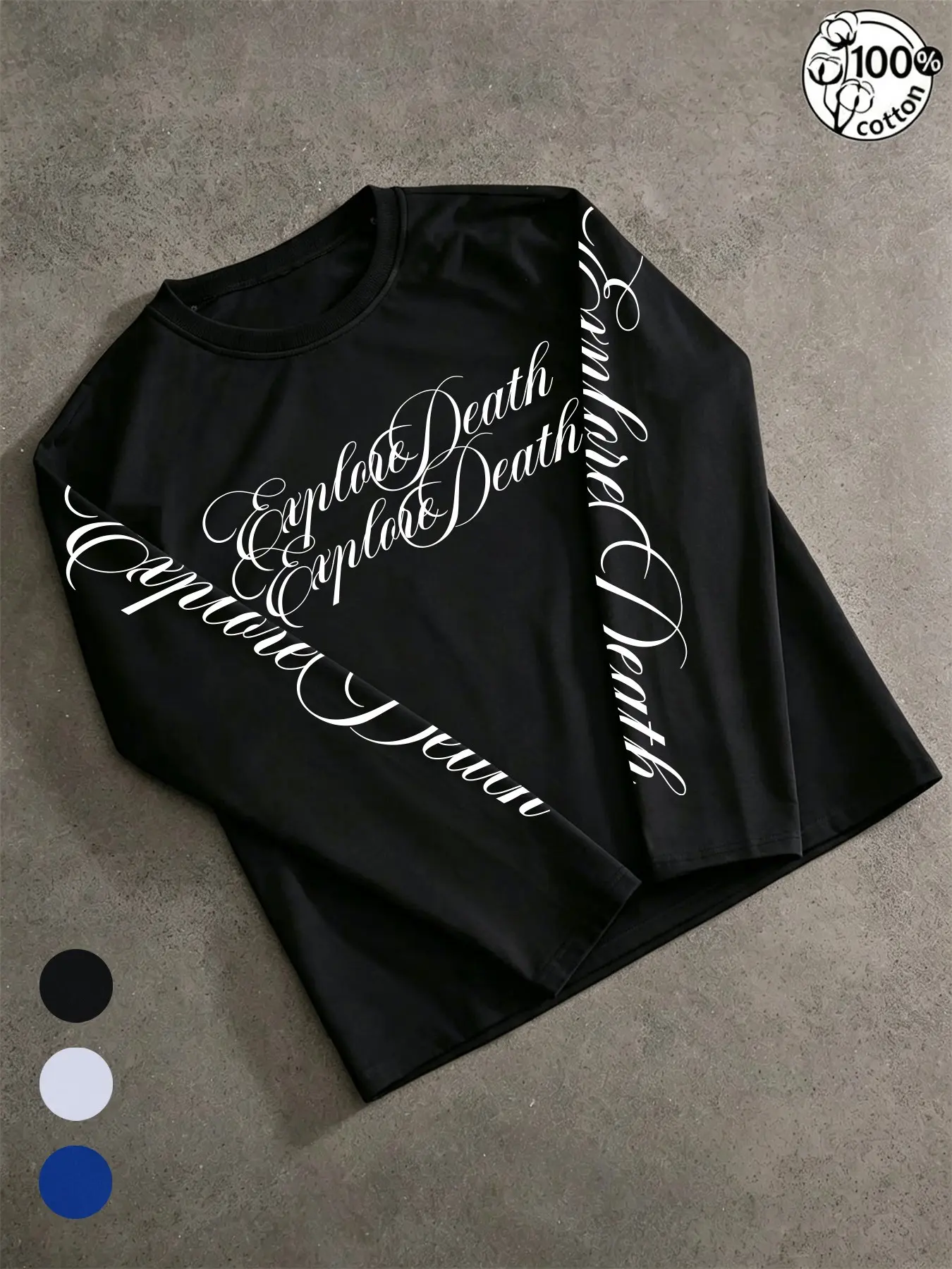 Y2K Streetwear Vintage Full Sleeve Print Cotton T-Shirt, Loose Fit Casual Top, Ideal for Campus Life and Urban, Youthful Y2K Aesthetic