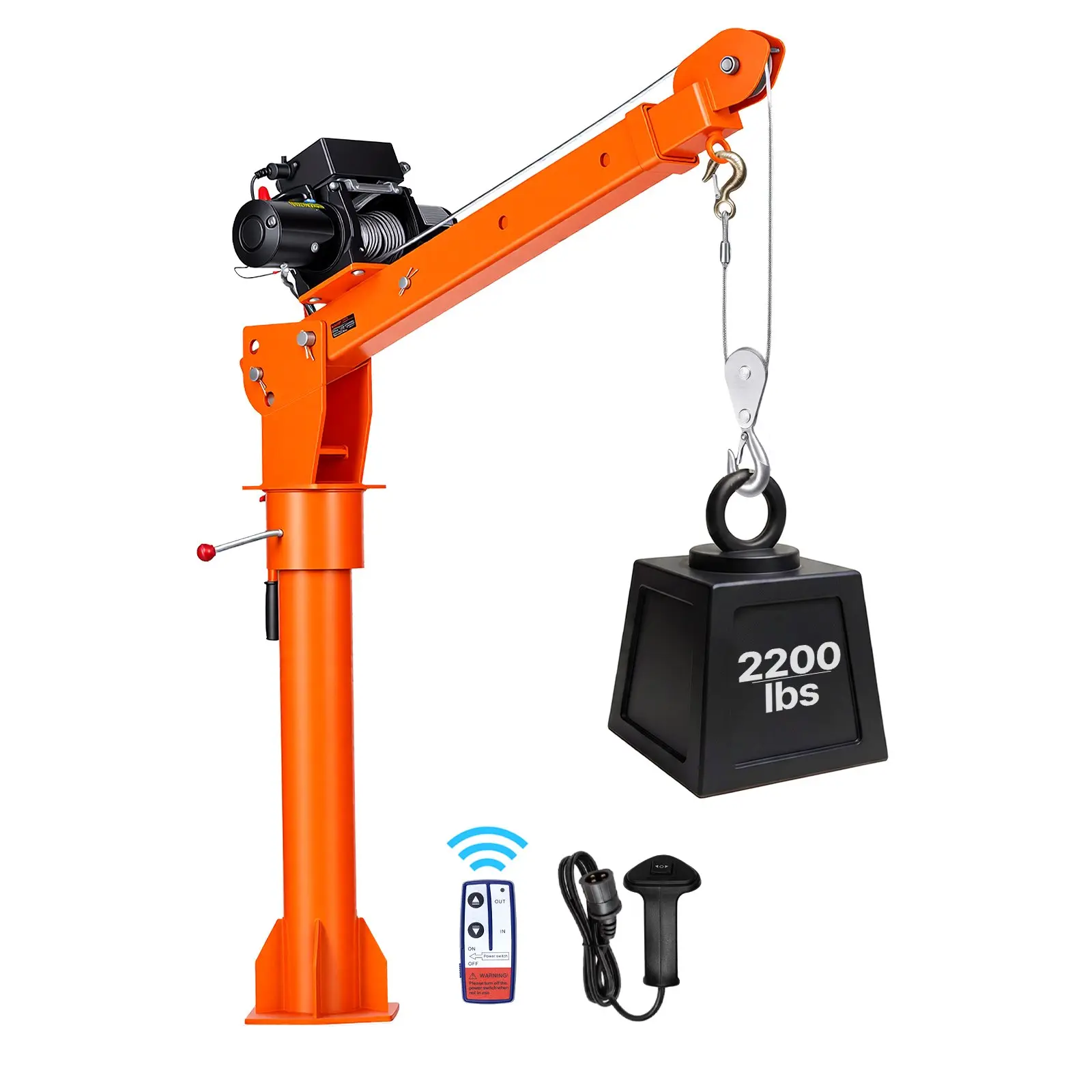 VEVOR 2200lb Electric Pickup Truck Crane, 12V 6000lb Electric Winch, 360-Rotating Telescopic Boom, Premium Galvanized Steel, Foldable Bed Jib for Machine & Lumber Lifting, Rotating Boom