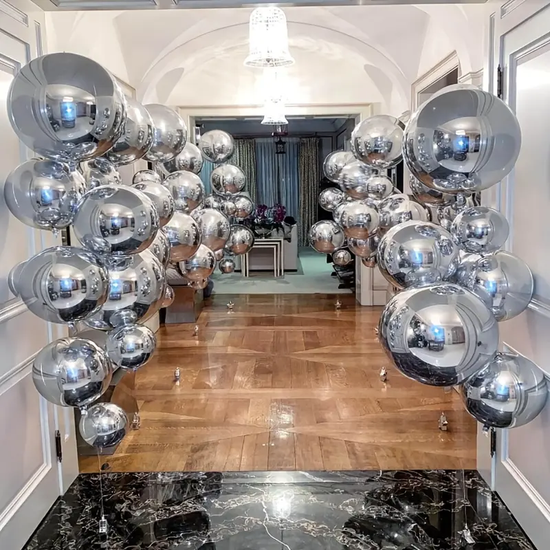 10 pieces 10inch silver 4D balloons, suitable for birthday, anniversary, holiday, Mother's Day home decoration, graduation party decoration balloons