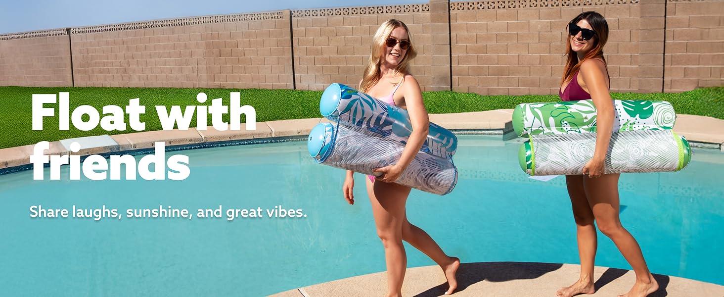 2 Packs Hammock Pool Floats Adults, 4-in-1 Multi-Purpose Inflatable Pool Floats PVC Water Hammock Lounge Floaties / Electric Air Pump Dealsforyoudays