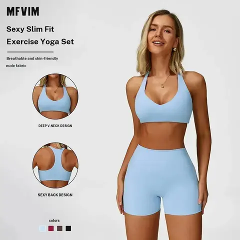 Women's 2-Piece Solid Backless Spaghetti Strap Crop Camisole & High Waisted Skinny Shorts Workout Set - 22% Spandex, Cold Wash, Gym-to-Street Wear, Indoor/Outdoor Sportswear, Travel Essential, Camping Essential