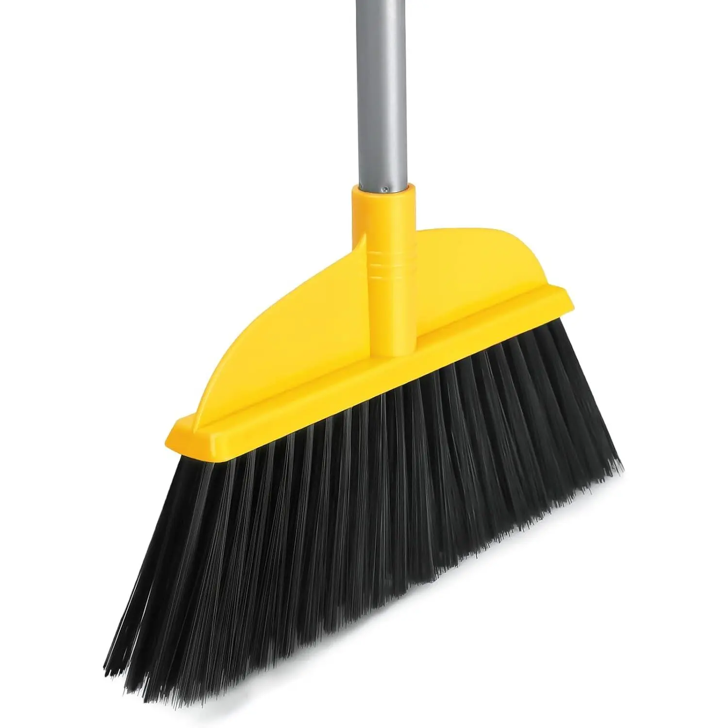 Broom for Hardwood Floors Indoor Sweeping with Soft Bristles and 55” Long Handle for Tile Laminate Deck Hard Floor Cleaning Yellow