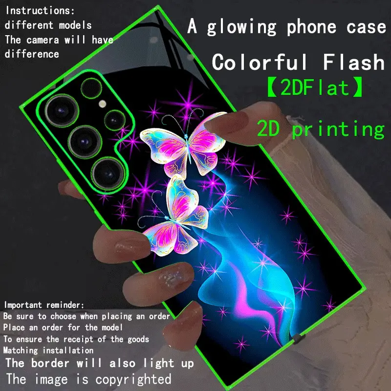New Glowing Phone Case for Galaxy S26 Ultra to A15 5g, Colorful Luminous Smart LED Protective Cover, Mobile Accessory, Unique Design for Daily Use