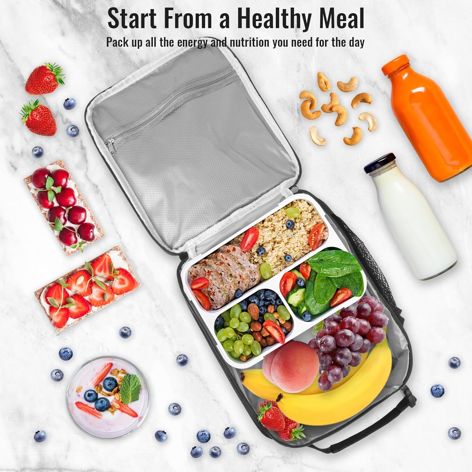 Lunch Box for Men - Reusable Lunch Bag Men Adult Women- Insulated Small LunchBox