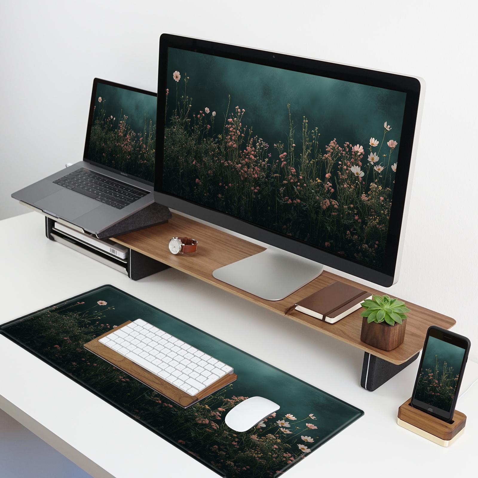 Flower Pattern Mouse Pad, 1 Count Rectangle Gaming Mouse Pad, Large Mouse Pad with Stitched Edges, Keyboard Mouse Mat for Work, Game, Office, Home, Desktop Accessory