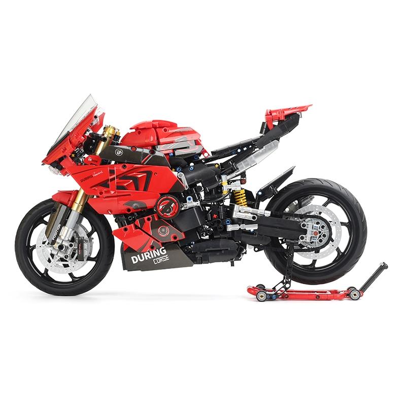 2000+pcs Red V4S Motorcycle Building Kit, DIY Model Kit, 1:5 Scale Large Racing Model Set, Perfect Gift for Motorbike Enthusiasts, Youth & Adults