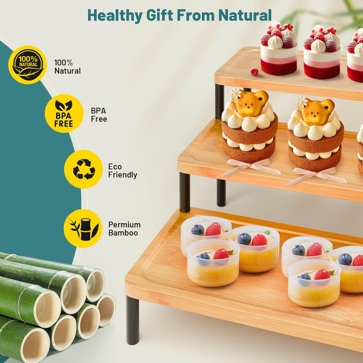 3 Tier Serving Tray Set,17" Serving Tray Stand & Platter Tower Plate for Party Supplies, Trays for  Fruit Cookie Afternoon  Hosting, Appetizer,Dessert Table Display Set