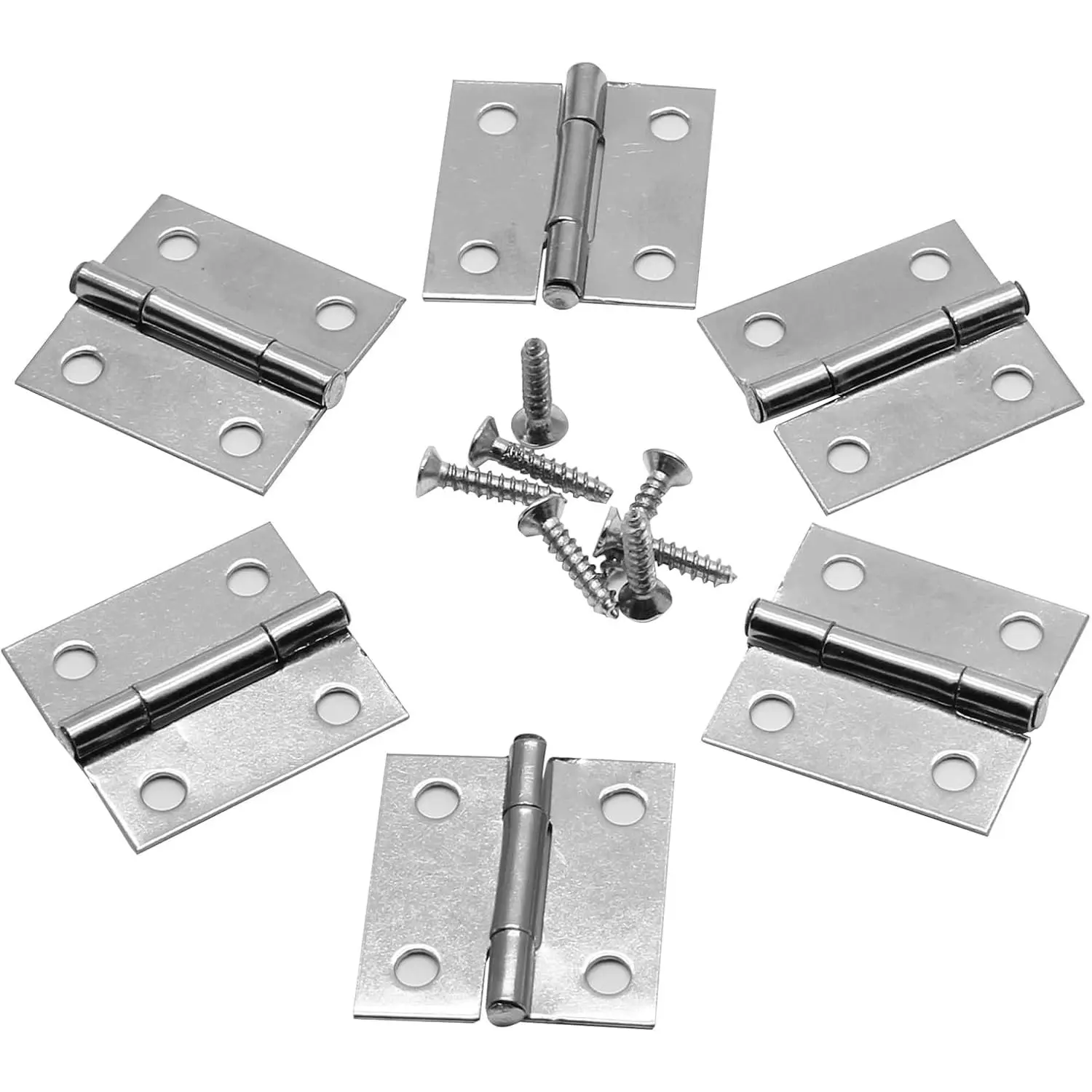 12 count 1 Inch 304 Stainless Steel  Hinges, Sliver |  Box Hinges, Small Cabinet Hinge, Square Door Hinge, Folding Craft for Furniture Cupboard Drawer