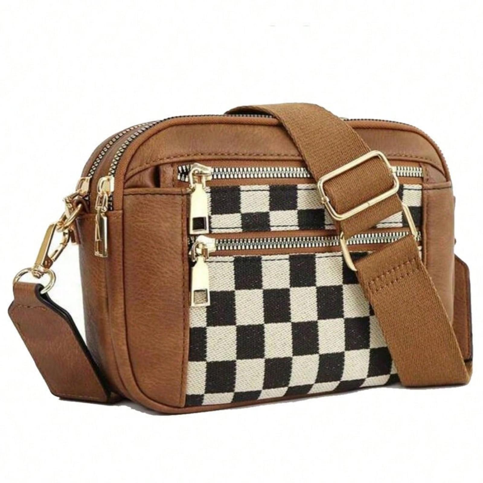 Women's Crossbody Bag, Compact & Fashionable Pure Vegan Leather Adjustable Shoulder Strap, European & American Color Scheme, Multi-Functional Zipper Crossbody Bag, Square Bag, Suitable For Outings, Dates, Shopping And Other Occasions.