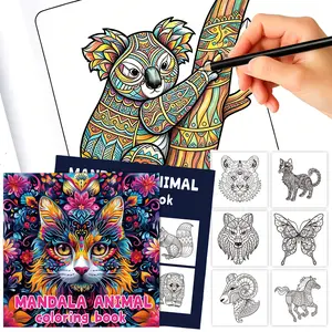 Adult Animal Mandala Coloring Book - 24-Page Notebook for Relaxation, Stress Relief (DIY Painting Supplies for Hobbies)