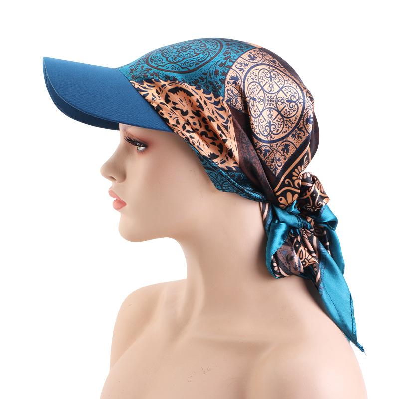 Satin Square Scarf Turban Hat, Outdoor Sun Protection Visor Cap for Women
