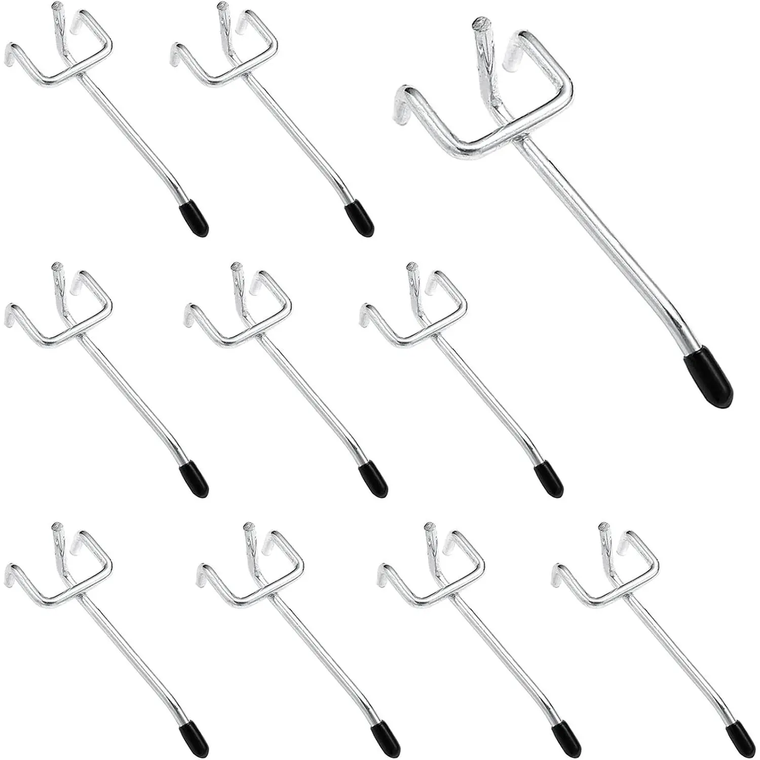 20 Pack Pegboard Hooks 4 Inch L Shape Galvanized Metal Heavy Duty Peg Hooks with 50 count Rubber Tipped Fit for 1mm/0.04inch Thick Peg Board Pegboard Hook for Organizer Garage Kitchen Office Store