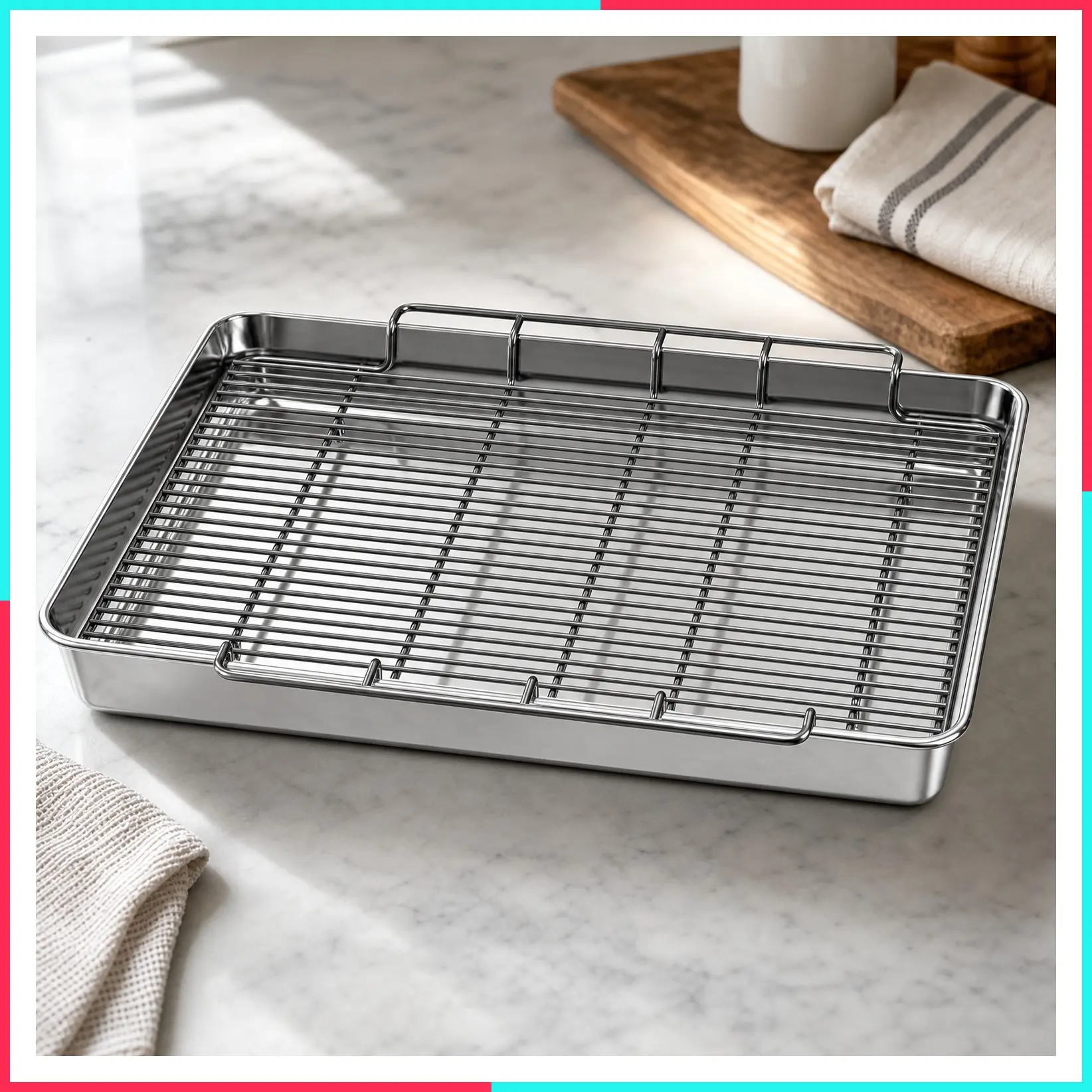 18-Inch Non-Toxic Roasting Pan with Rack – 100% Recycled Aluminum Roaster for Turkey, Vegetables & Poultry – PFOA, PFOS & PTFE Free