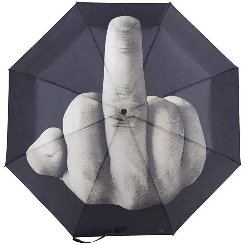 Compact Umbrella,Golf Umbrella,Windproof Travel Umbrella,Black Umbrella,Middle Finger Umbrella,Compact Folding Reverse Umbrella with Case For Gifts