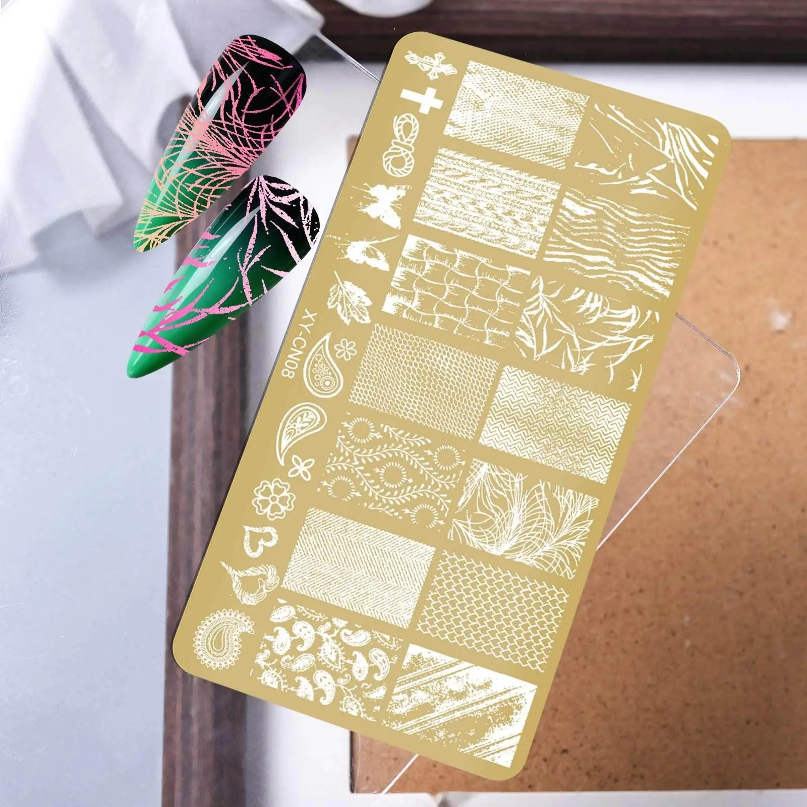 Nail Art Stencil Set, Multi-Design Stencils, Cat Eye Floral Patterns, Line Drawing Helper, Nail Art Tools Kit