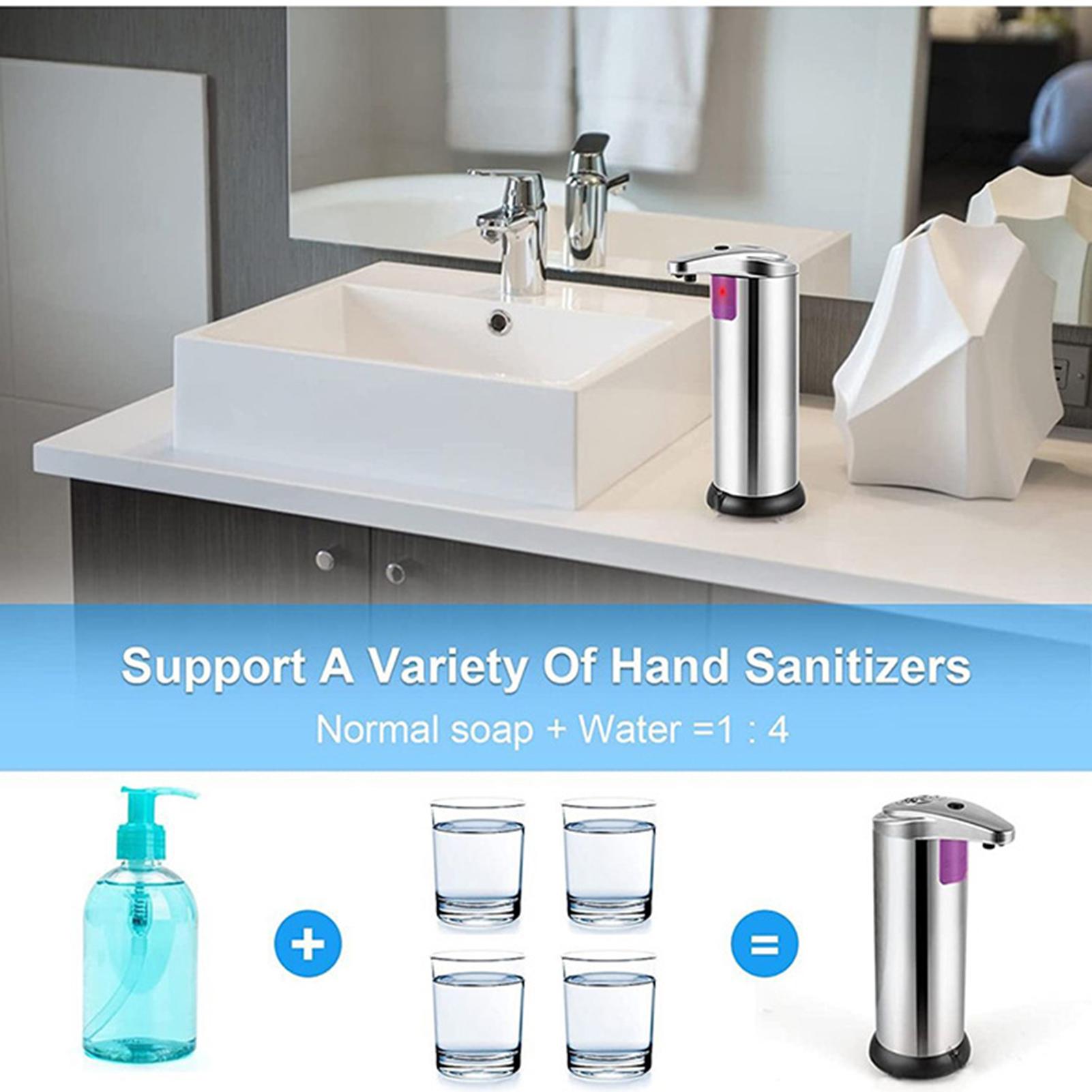 Touchless Automatic Liquid Soap Dispenser Hand Soap Dispenser with Infrared Motion Sensor, Output Control Switches, Waterproof Base, Stainless Steel Body, for Kitchen Bathroom Commercial Hotel