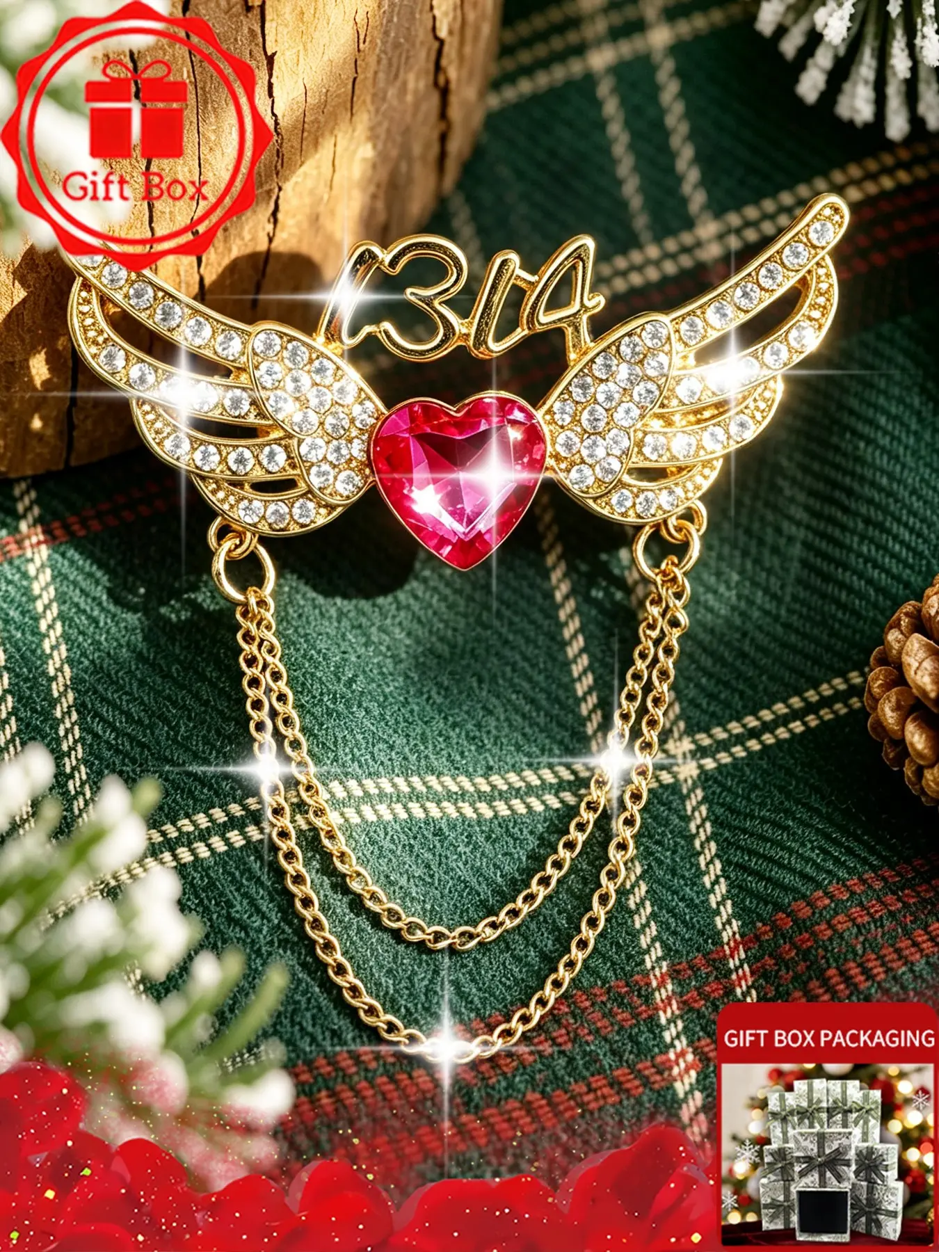 Heart Shape Brooch with gift box, 2026 spring and summer new style, elegant and fashionable. Wearing at banquets and holidays, Also be used as an accessory for autumn and winter sweaters and coats. Perfect as a birthday gift for family, friends and couple