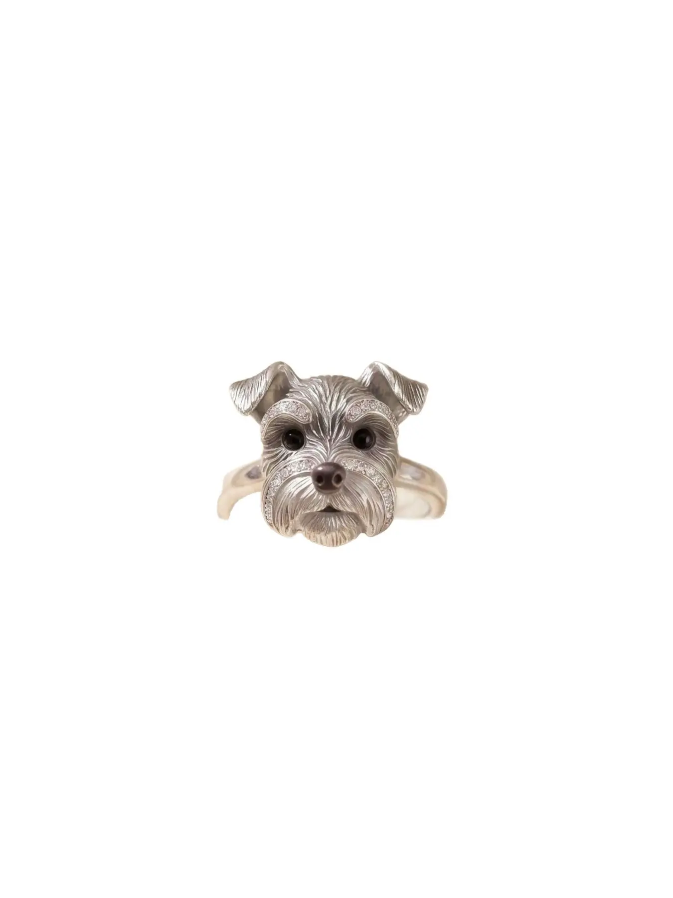 Adorable Schnauzer Puppy Ring Cute Dog Shaped Delicate Jewelry Ring for Women Girls Pet Enthusiasts Gift
