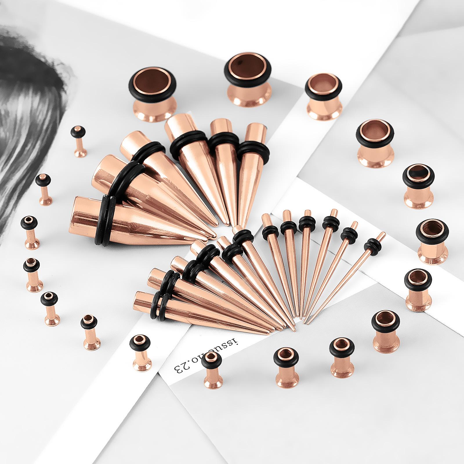 316L Stainless Steel Ear Stretching Kit, 14G-00G Ear Gauges Tapers Set with Ear Tunnels O-Rings, Hypoallergenic Ear Stretching Jewelry for Women Men