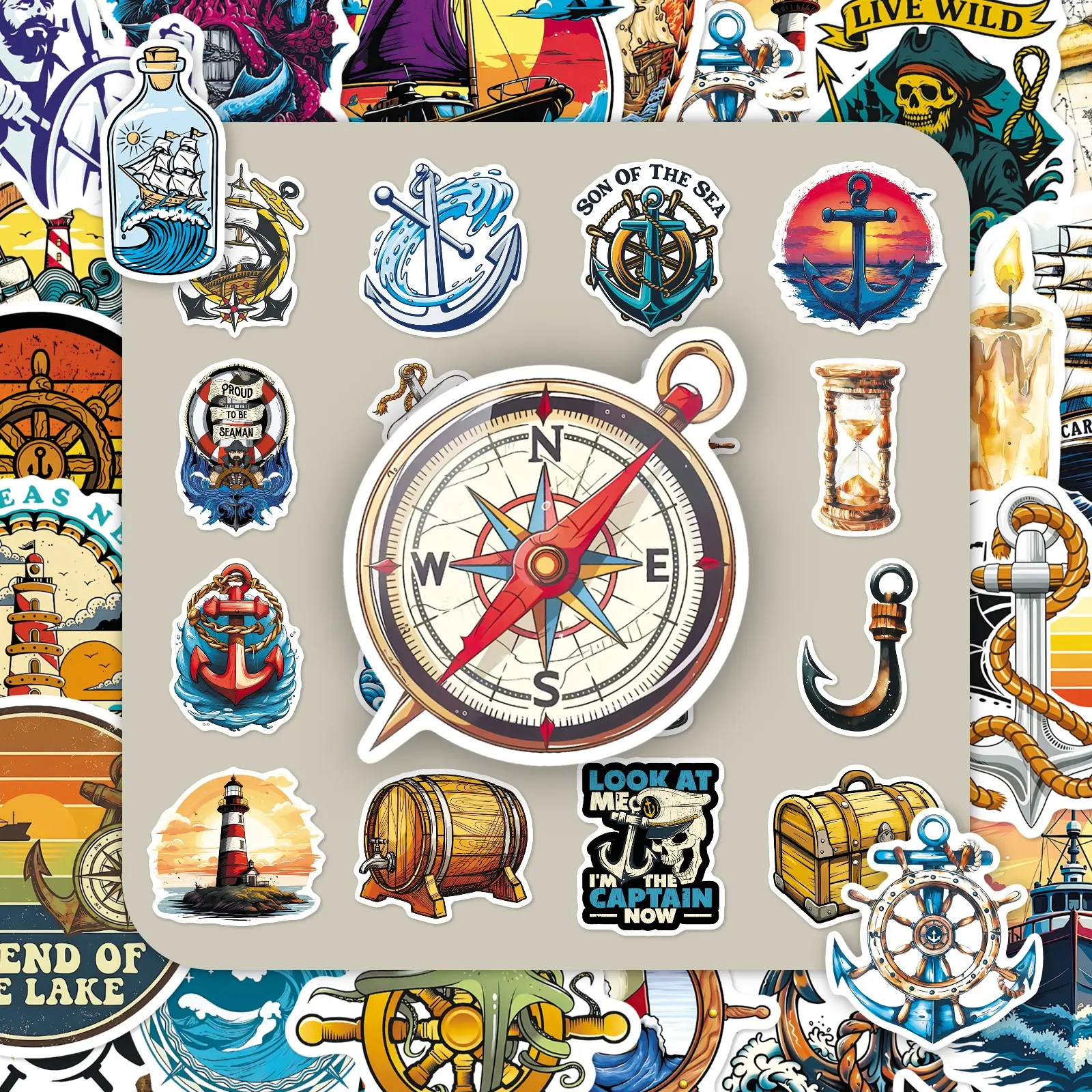 50pcs Age of Sail Pirate Stickers, Vintage Pirate Ship Creative Cool Decorative Stickers for DIY Journal, Planner, Phone Case, Laptop, Storage Box – Handsome & Stylish