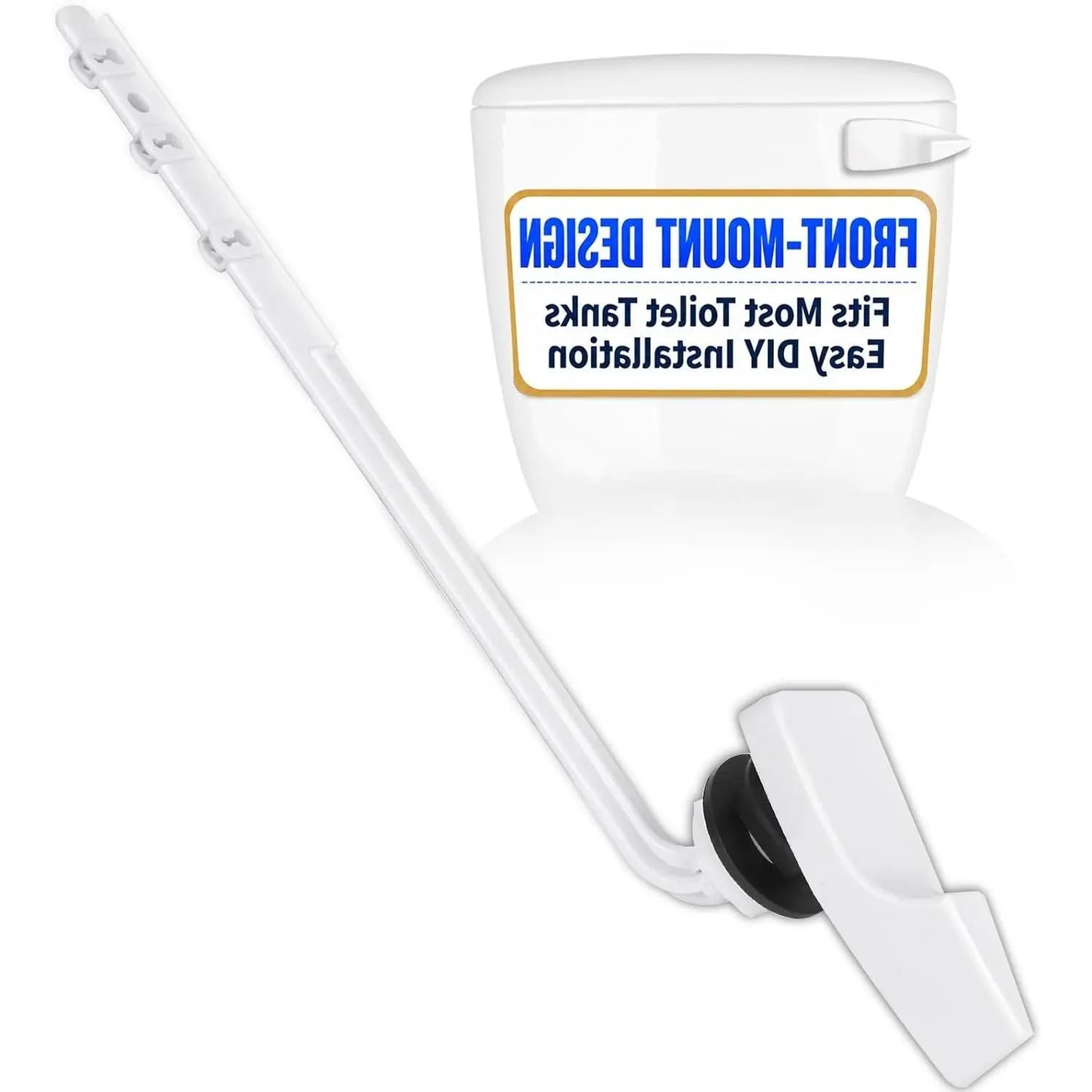 Universal Front Mount Toilet Tank Flush Lever Replacement Handle, Toilet Handle Replacement Kit, Toilet Tank Trip Lever, Easy to Install, Toilet Repair Kit, White Plastic