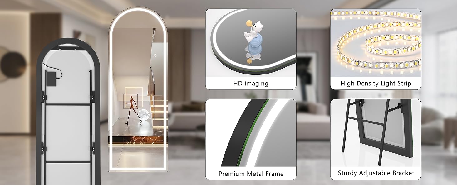 71" x 26" Led Mirror Full Length,Full Length Mirror with Lights Arch Design, 16"x 59"Tempered Glass,Shatter-Proof, Dimming & 3 Color Modes for Bedroom Cloakroom-UL 64" x21" Right Angle Mirror Full Length, Full Length Mirror with Lights Arch Design 71" x 26" Led Mirror Full Length,Full Length Mirror with Lights Arch Design, 16"x 59"Tempered Glass,Shatter-Proof, Dimming & 3 Color Modes for Bedroom Cloakroom-UL 64" x21" Right Angle Mirror Full Length, Full Length Mirror with Lights Arch Design