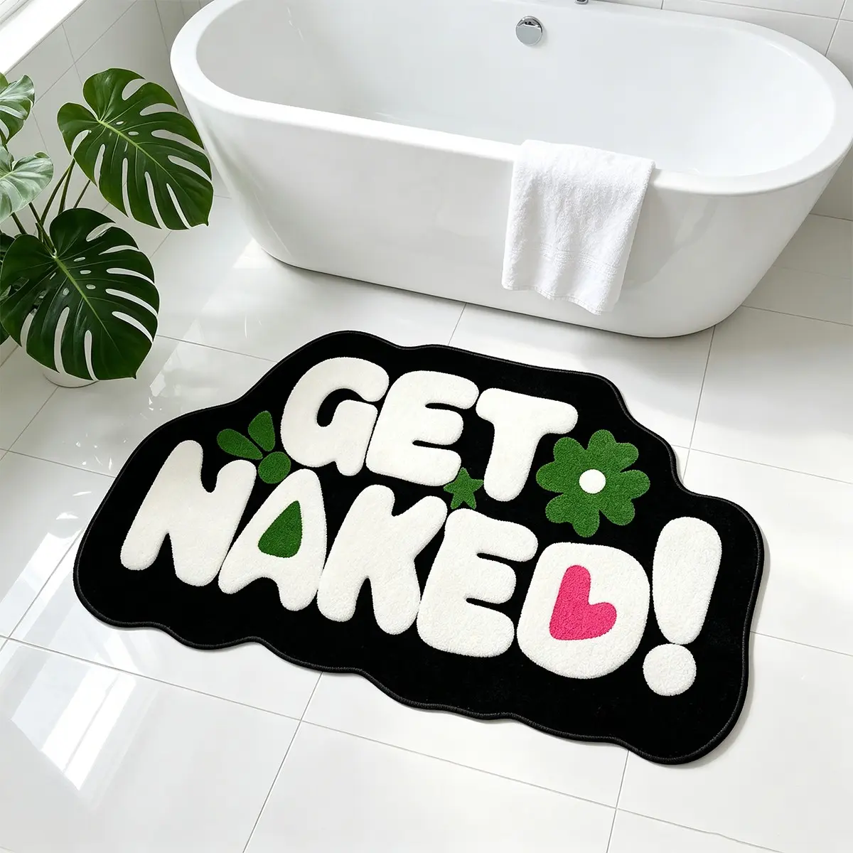 Get Naked Funny Bathroom Rug, Non-Slip Entry Mat, Soft Bath Mats, Nonslip Bathroom Rugs, Washable Bathroom Rugs, Soft Comfortable Washable Carpet, Home Decor for Bedroom Living Room, Gift Idea