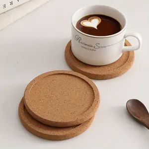 4-Piece Cork Coaster Set (with Non-Slip Edge Design) – Heat-Resistant, Reusable, and Durable, Suitable for Water Glasses, Mugs, and Wine Glasses; Ideal for Home, Restaurants, Bars, and Outdoor Activities
