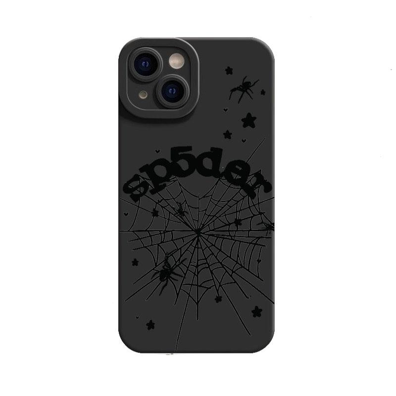 Dark Spider Web Design Black TPU Case for iPhone 11 12 13 14 Plus 15 16 E 17 Pro Max Air & Samsung S21 S22 S23 S24 S25 S26 Ultra Plus, Soft Full-Body Anti-Drop Protection, Unique Creative Gift