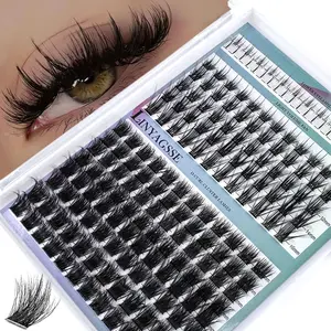 Segmented eyelash, lower eyelash 4-in-1 eyelash extension, 6-18mm long pointed eyelashes, D/DD 198 piece eyelash bundle, thick single eyelashes, DIY pointed eyelash extension, comic book eyelash extension, mink trimming, Synthetic lashes