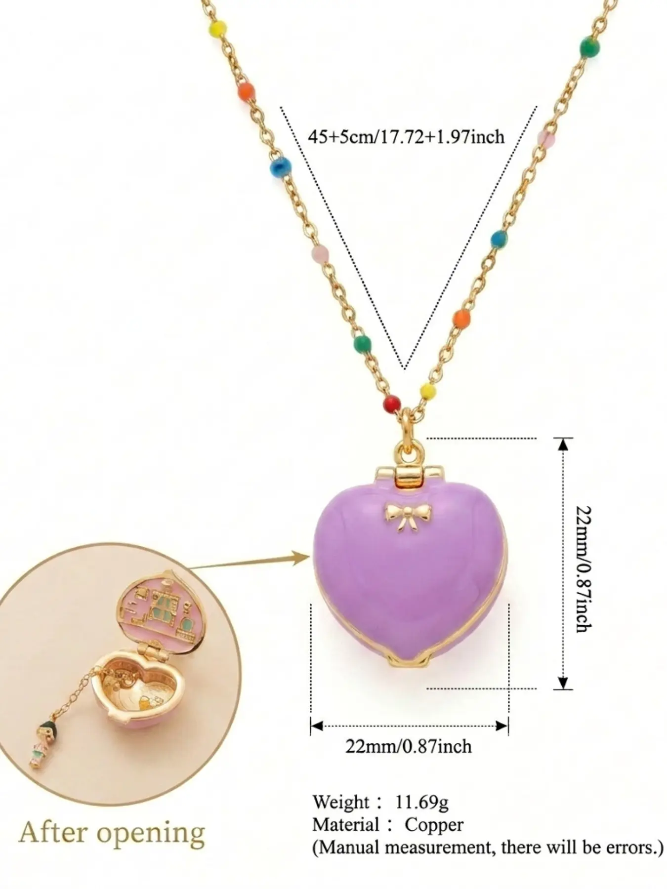 Fashion Sweet Heart Pendant Necklace, Oil Drop Clasp, Copper Chain Jewelry, Heart Design Jewelry, Girl, Bunny, Princess, Fairy Decor, Special Gift, All Seasons, Preppy Style, Chain Necklaces