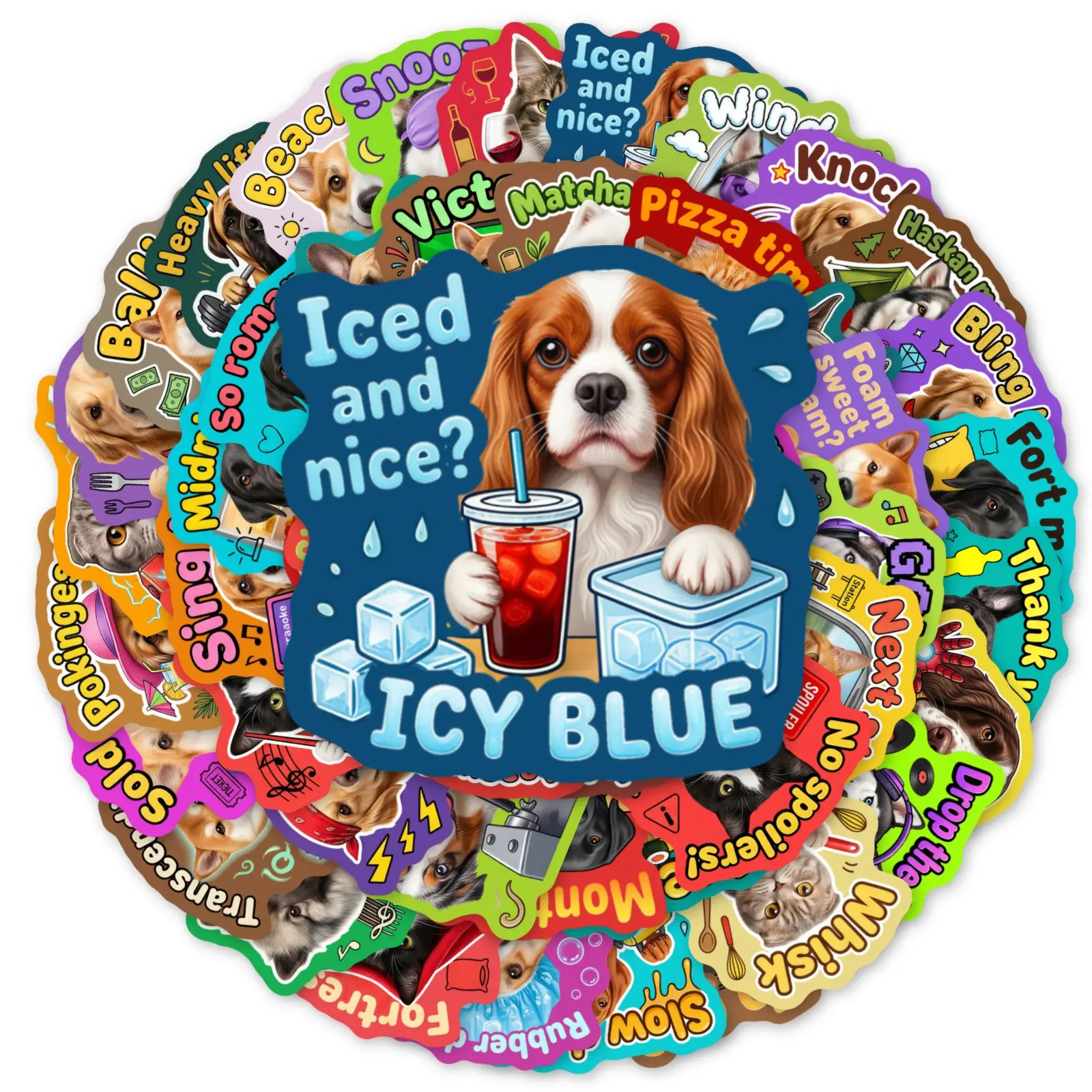 50-Piece Fun Animal Social-Themed Sticker Set – Waterproof DIY Decorative Stickers for Suitcases, Phone Cases, Laptops, Helmets, and Skateboards