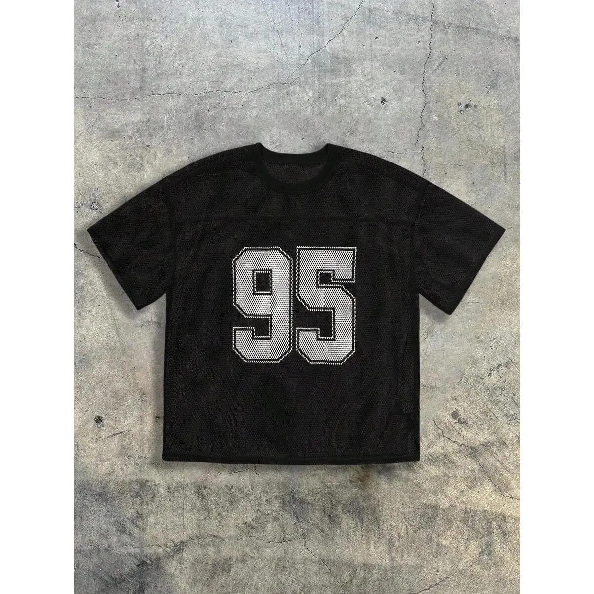 AXEPEAK Men's Mesh Fabric Number Pattern Loose Fit Short Sleeve Football Jersey Style T-Shirt, Summer, School, Streetwear Essentials