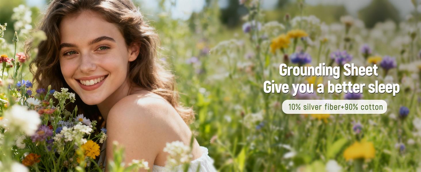 Grounding Sheets, Grounding Mat for Bed 90% Cotton+10% Pure Silver Fiber Grounded Earth Sheets Sheet for All Mattress Sizes Queen Cal King Full Twin, 106"x23.6" (Black)