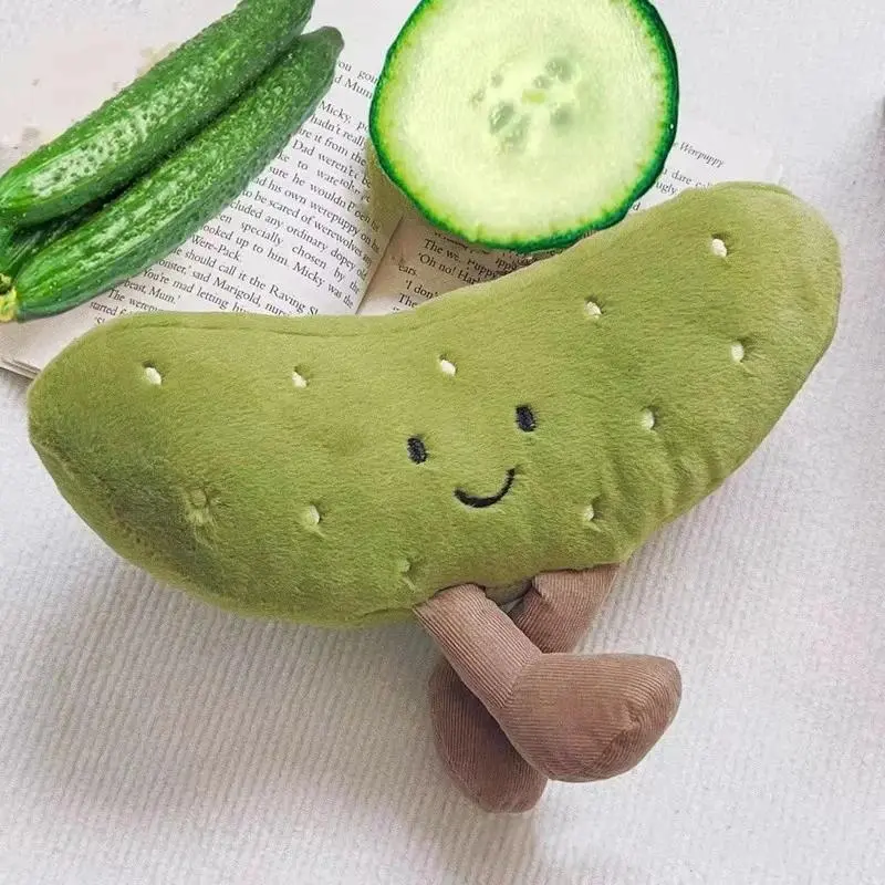 15-26cm Amuseable Pickle Fun Pickled Cucumber Green Beans Plush Toy Soft Comfort Doll Home Desktop Decorations Festival Gift