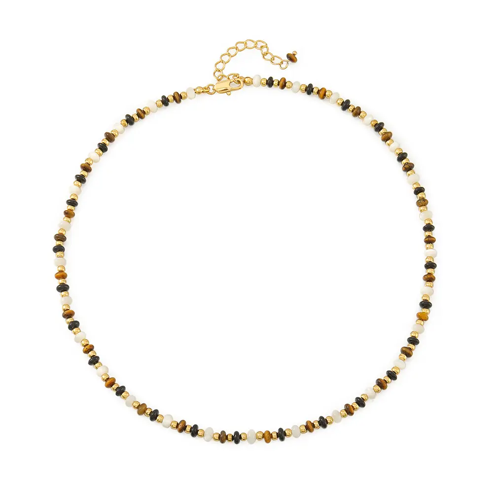 Women's Boho Beaded Necklace & Bracelet Set, Stackable Earth Tone Imitation Gemstone & Alloy Jewelry with Adjustable Fit for Casual Outfits, Casual Beach Outfits, Beaded Chain, Alloy Base, Feminine Wear