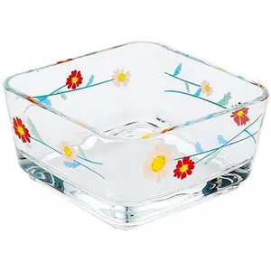 9 OZ Cute Candy Dish Flower Candy Bowl Decorative for Office,Desk,Small Square Glass Bowl for Snack,Dessert,Fruit,Yogurt,Dipping,Side Dish