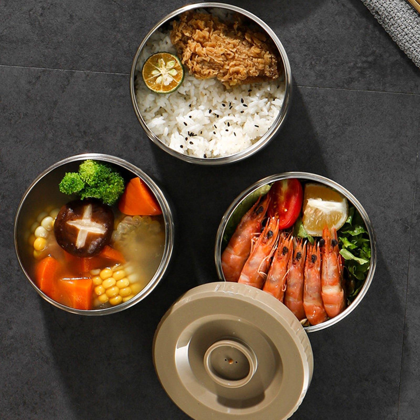 67.63oz 304 Stainless Steel Vacuum Insulation Lunch Box with Insulated Bag Portable 3 Layer Insulated Lunch Compartment Vacuum Insulated Barrel