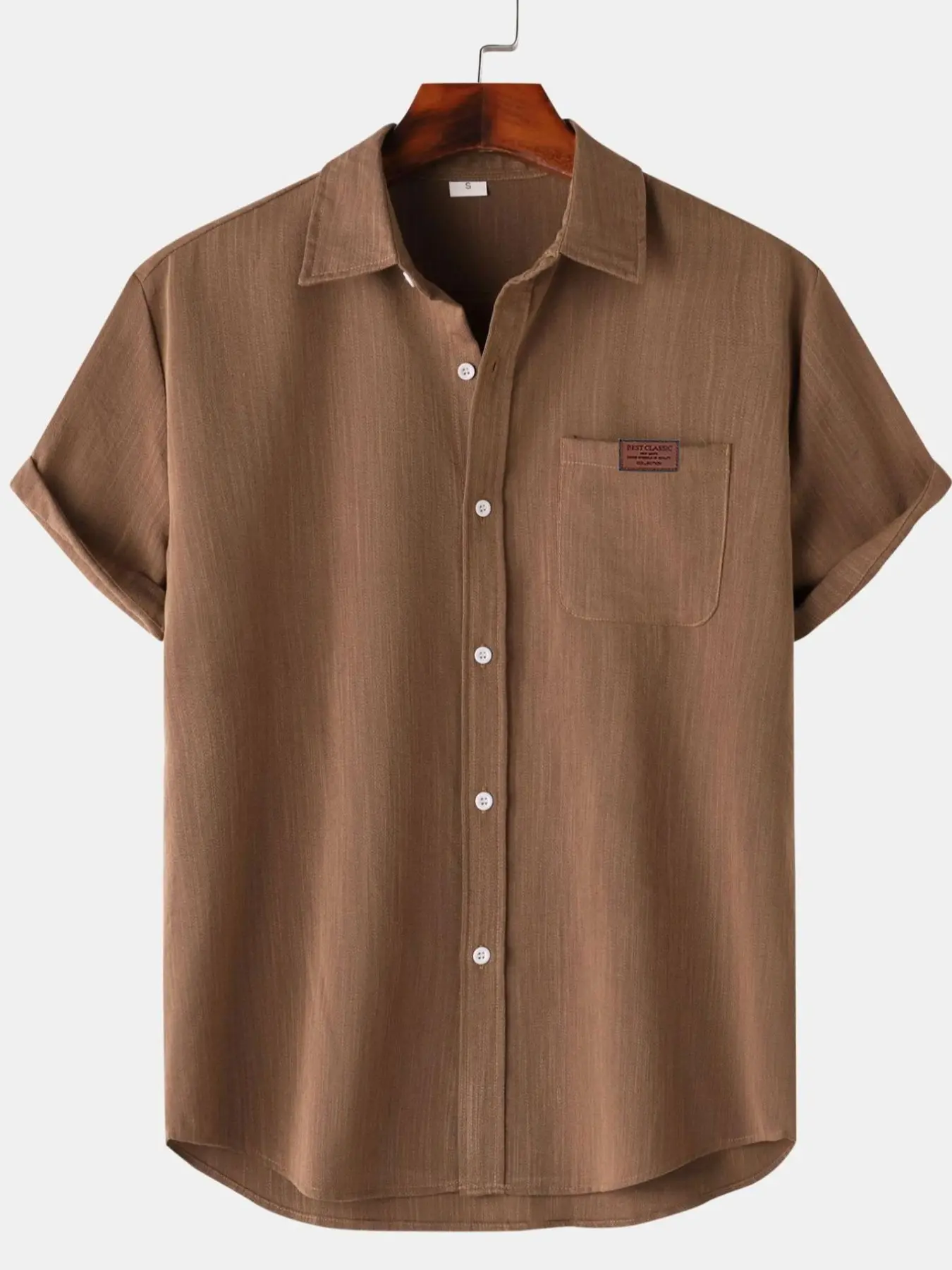 Men's Linen Short Sleeve Shirt, Casual Button Front Solid Color, Ideal for Daily Wear and Special Occasions, Easy Care and Comfortable Fit
