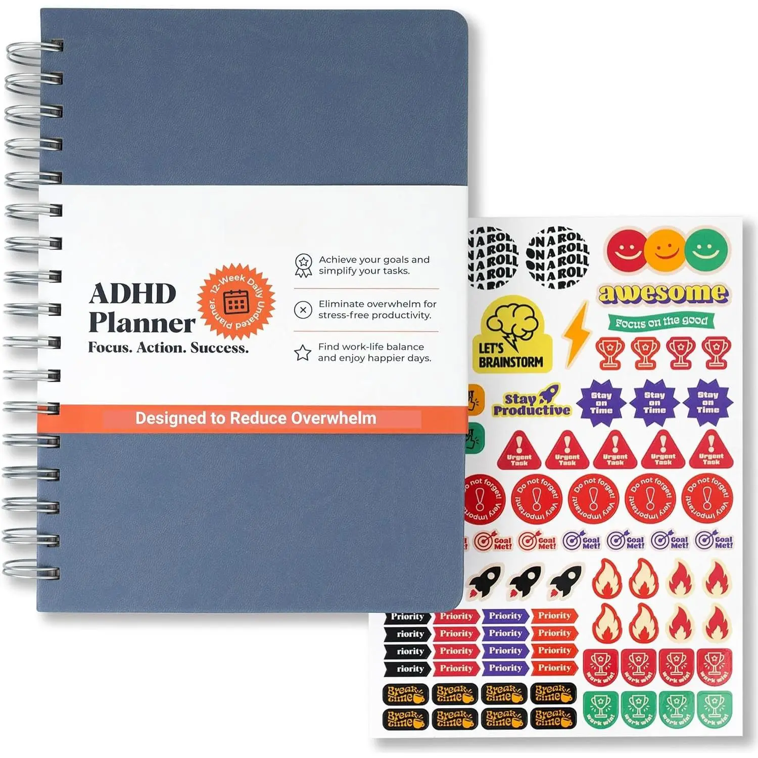 Daily Planner – 12-Week Undated 6x9 Productivity Planner with Hourly Time Blocking (6am–9pm) – Organizer for Neurodivergent Adults, Men & Women