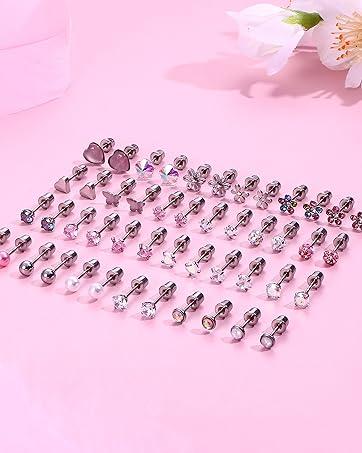 FUNRUN Earrings for Women - Hypoallergenic  Earrings - Cubic Zirconia Earrings Studs Hoop Set for Sensitive Ears