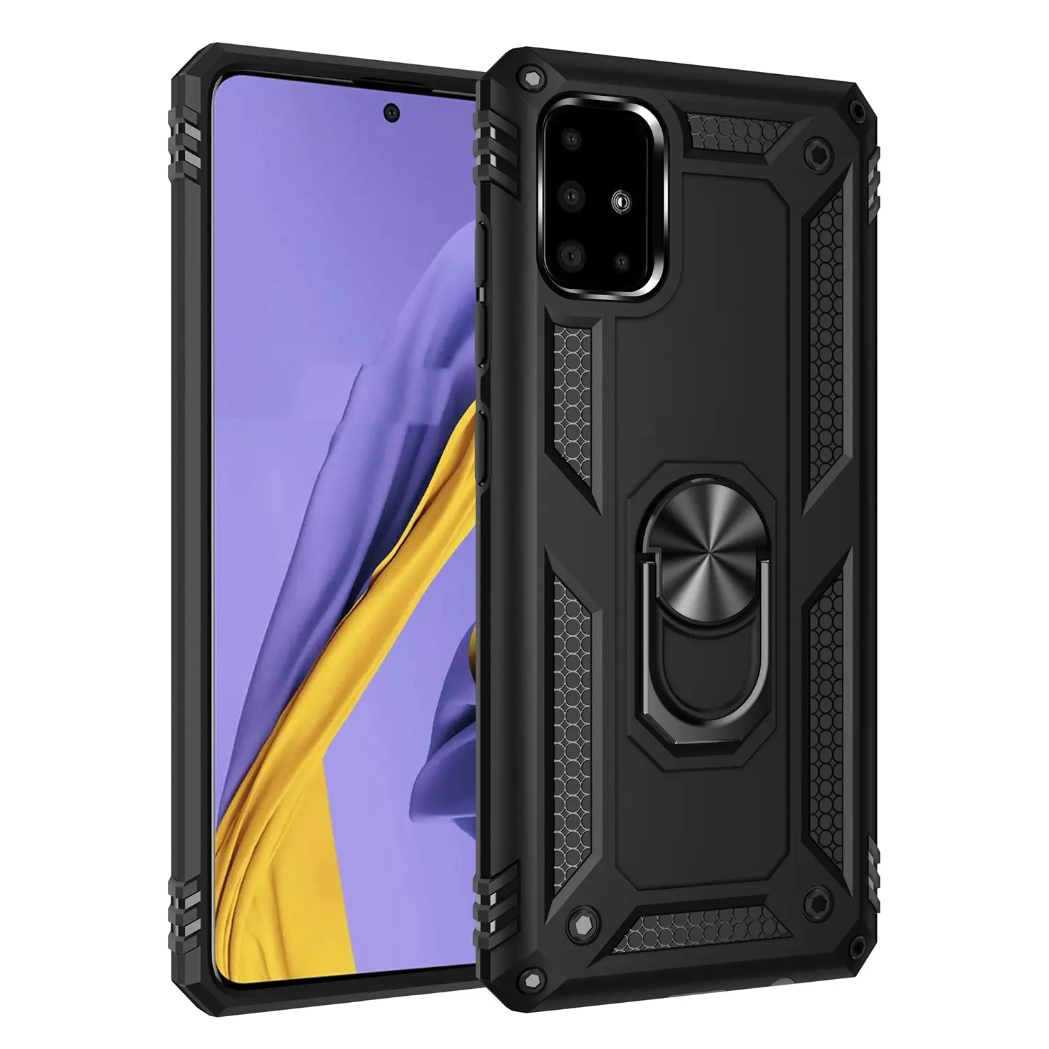 Case for Samsung Galaxy A51/A51 4G Military Grade Durable, 360° Adjustable Metal Ring Stand, Shockproof Hard Shell, Anti-Slip, Wear-Resistant for Samsung Galaxy A51/A51 4G Case