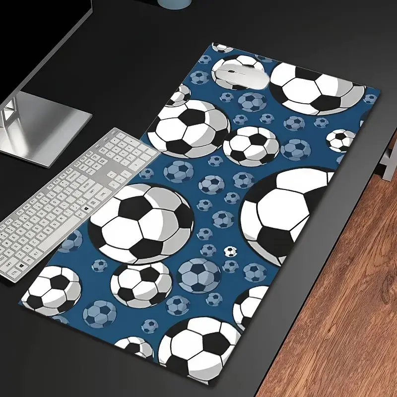 1PC Rectangular Diatomite Mousepad - 60x35cm/60cm*35cm*3mm, Deep Blue Soccer Pattern, Non-Slip Rubber Base, Washable, Durable, Gaming Mousepad for Office Workers, Desktop Decor Back to School Home Supplies
