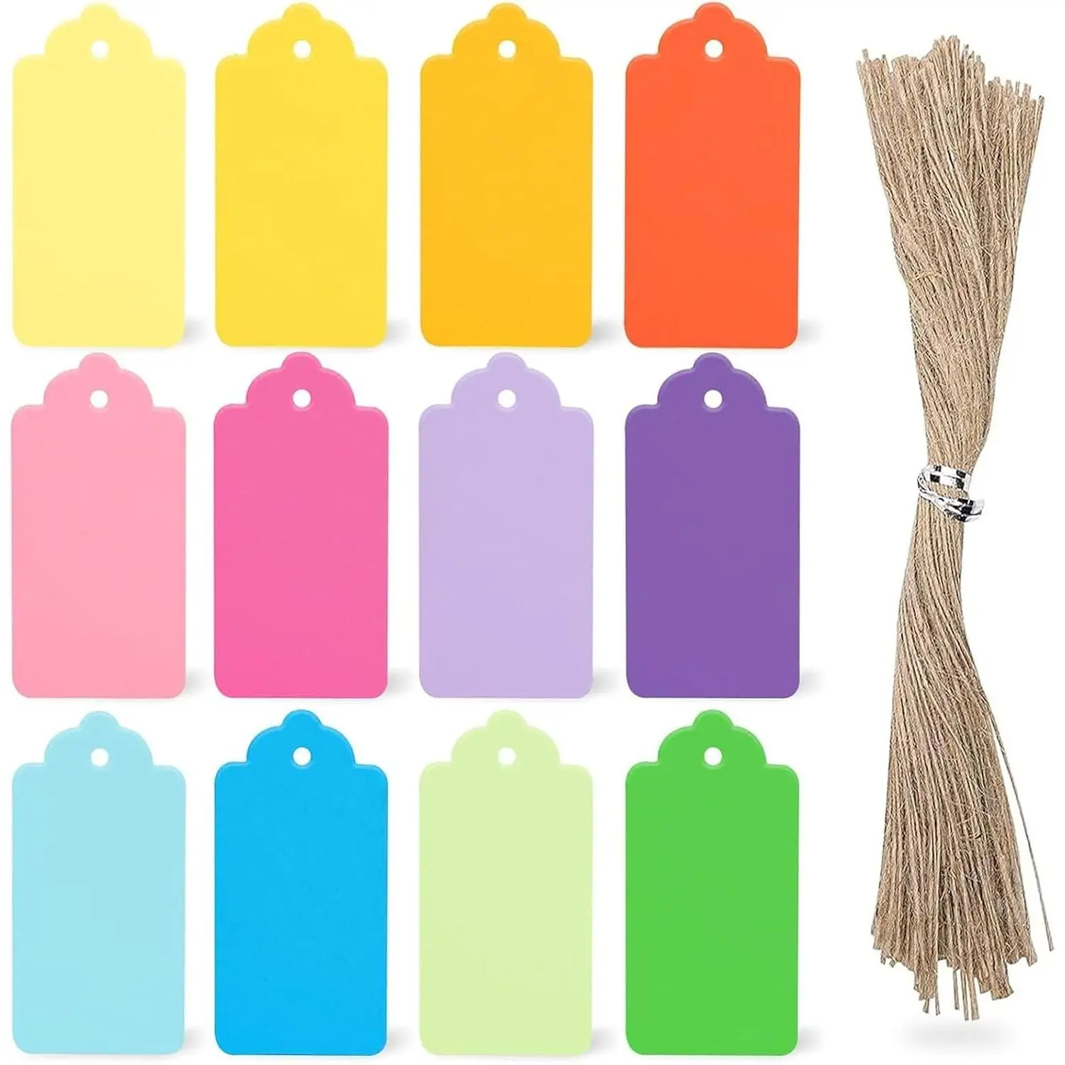 120 PCS Gift Tags with String Attached, 2x4 inches Colored Gift Tags for Presents DIY Crafts Clothes Holiday Wedding Party Favors
