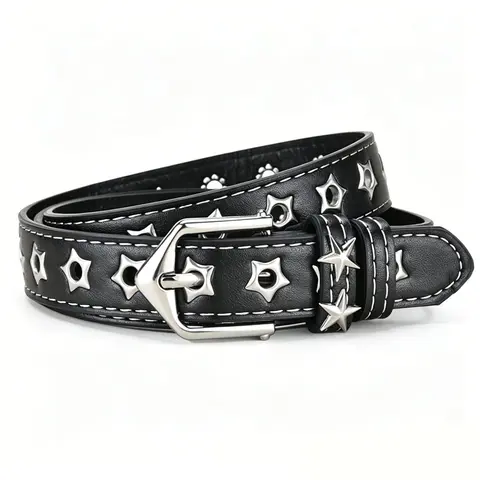 Y2K Hollow Out Star Eyelet Belt for Women, Retro Punk Style, Perfect for Jeans, Casual Style Belts, Versatile Fashion Accessory, Unique Design, Statement Belt, Vintage Belt, Cool Belts